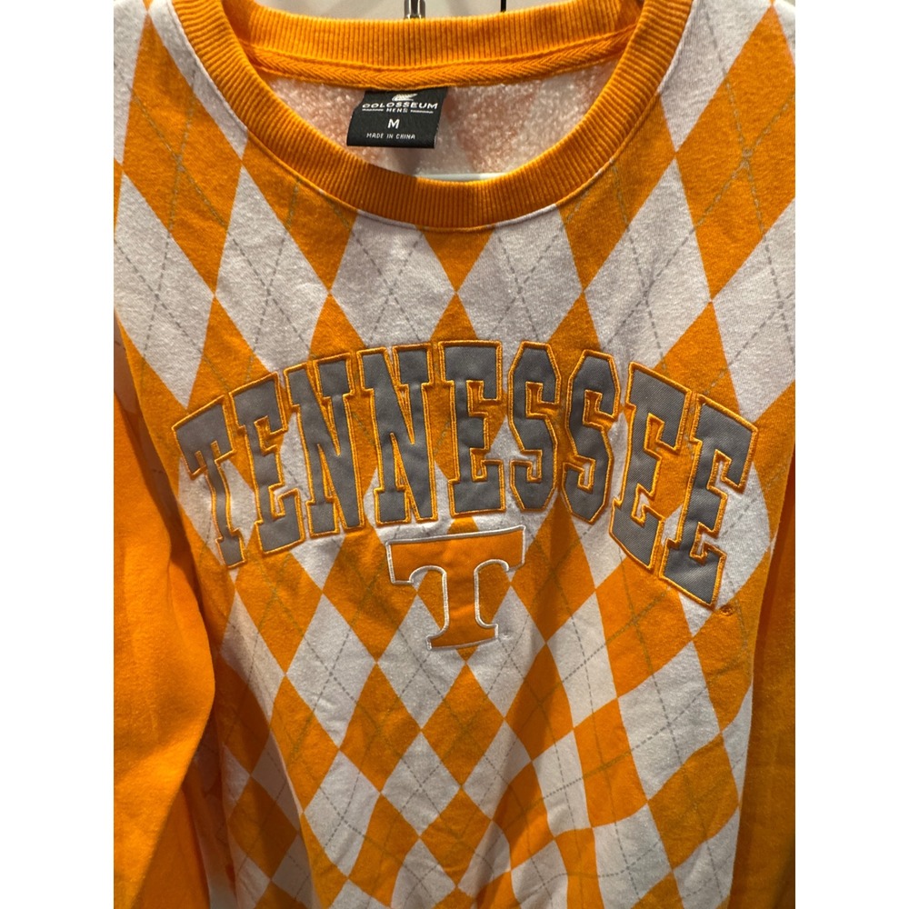 Colosseum Tennessee Volunteers Argyle Sweatshirt Women's Medium Orange Gray - Picture 3 of 4